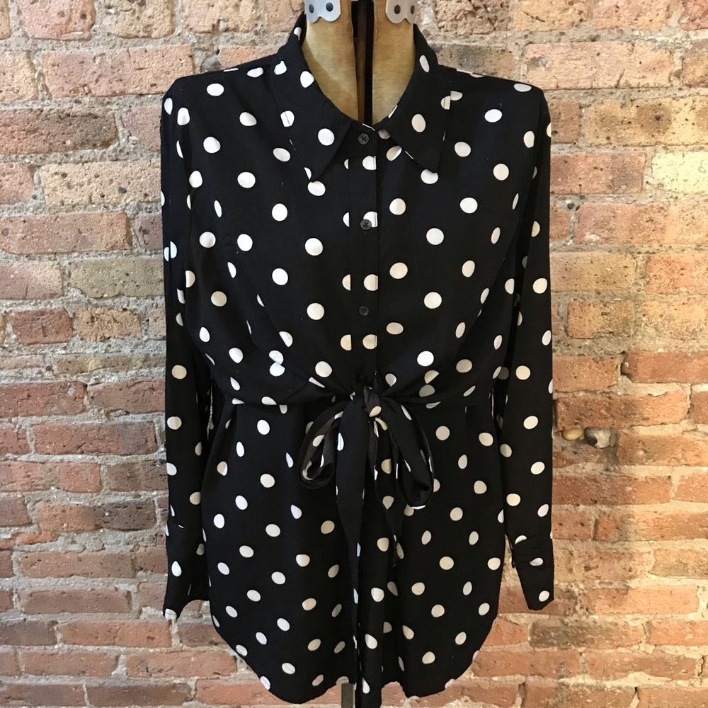 NY Collection Polka Dot Blouse (size xl) EUC!